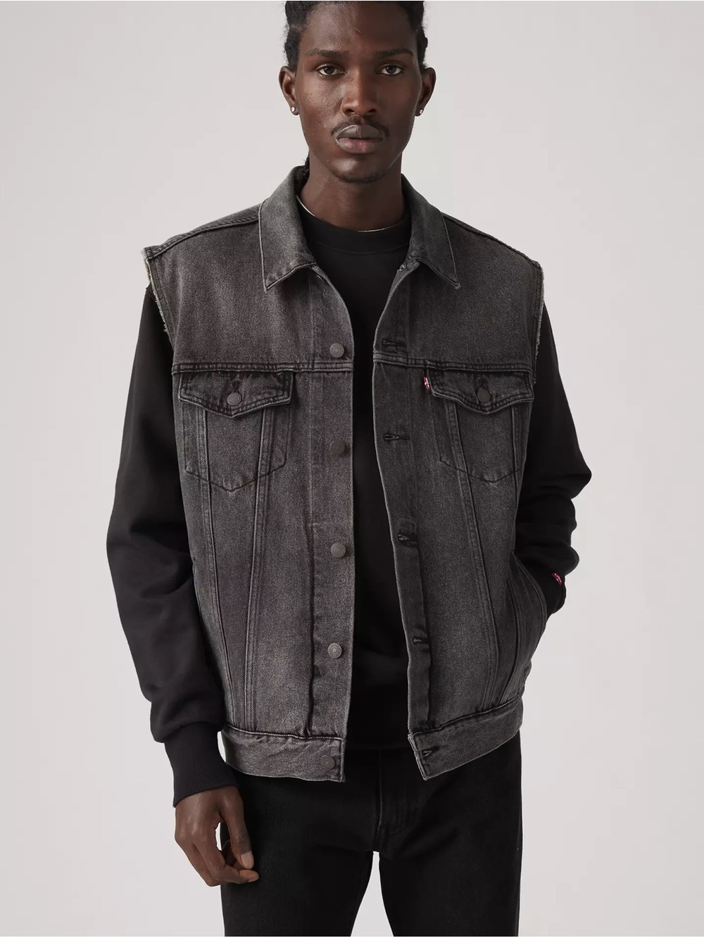 Levi's Men’s Black Washed Denim Vest